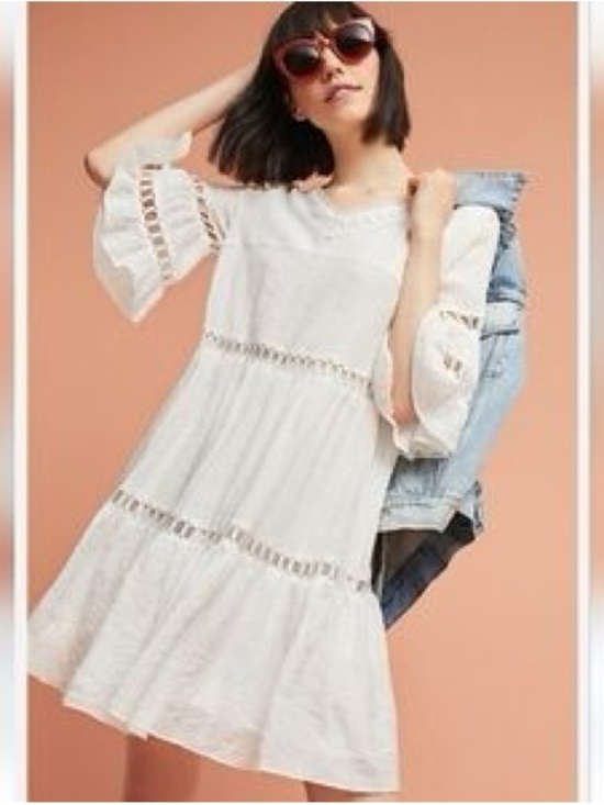 Listicle Dresses & Skirts - Listicle White Mini Dress with Crochet Trim